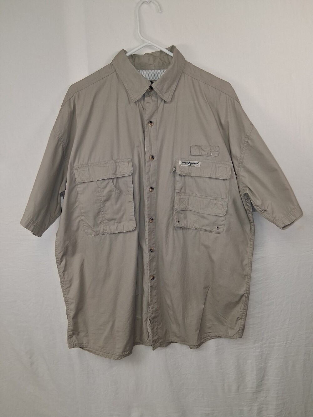 Hook & Tackle Men's Short-Sleeve Utility Button-Down Shirt in Taupe by - Picture 11 of 16
